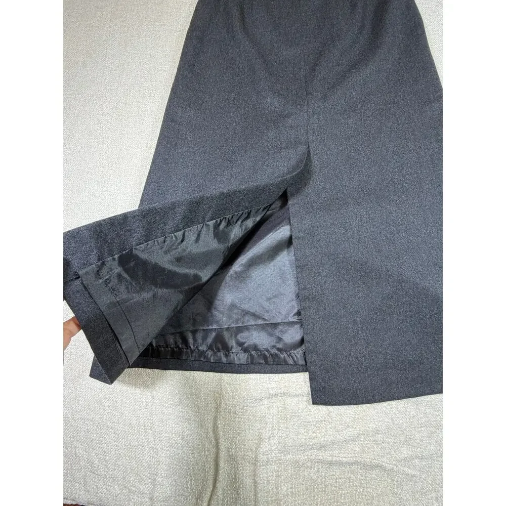 Talbots Women Gray 12 100% Wool A-Line Minimalist Classic Lined Midi Skirt